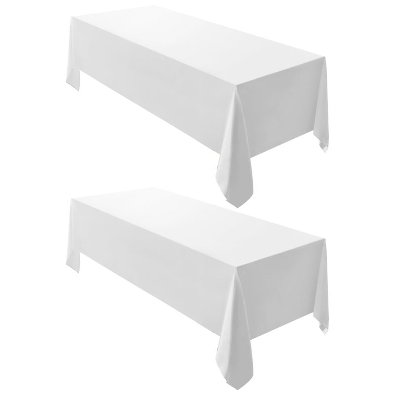 Surmente 2 Pack White Rectangle Tablecloth 60 x 102-inch Rectangular Polyester Table Cloth for Weddings, Banquets, or Restaurants - Image 1